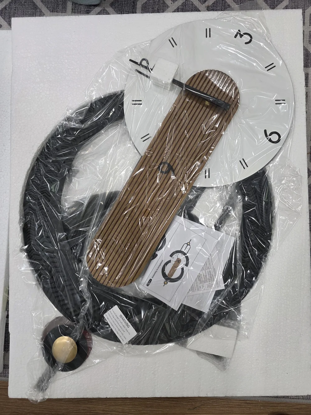 Modern Black & Wood Decorative Wall Clock with White Dial